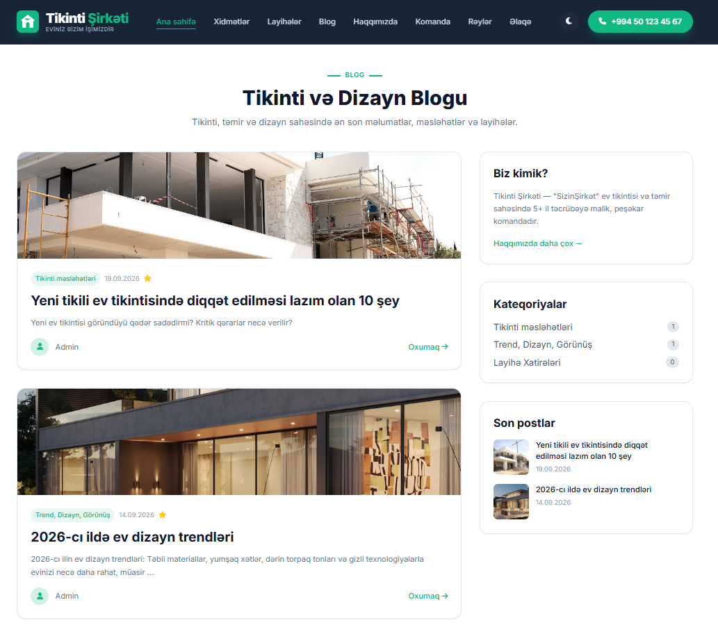 Construction and Renovation Website